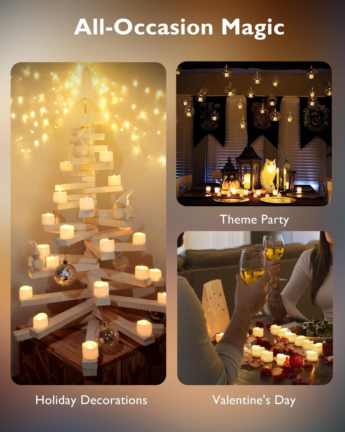 24 Pack LED Timer Tealights Flameless Flickering Tea Lights Candles with Timer, Warm White Light…