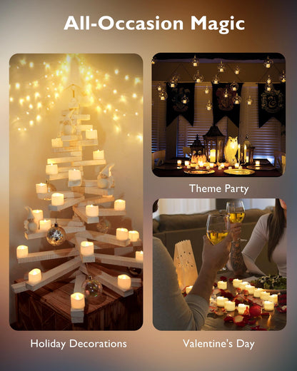 24 Pack LED Timer Tealights Flameless Flickering Tea Lights Candles with Timer, Warm White Light…