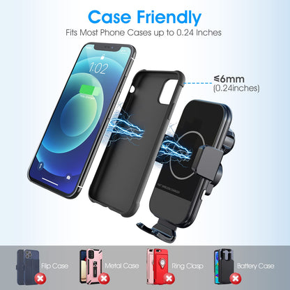 Wireless Car Charger, 15W Qi Fast Charging Auto-Clamping Car Mount, Air Vent Phone Holder Compatible with iPhone, Samsung, LG, Google1