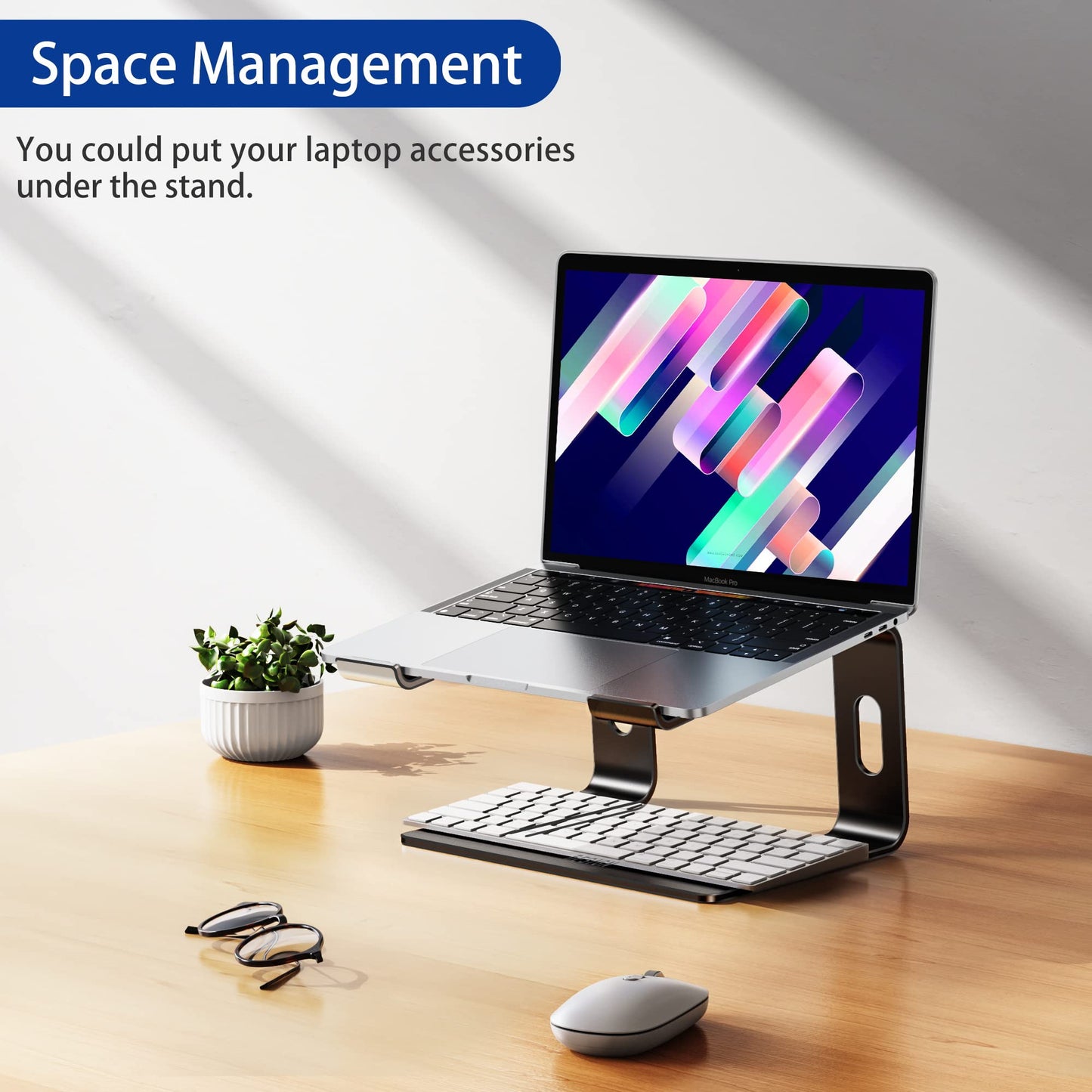 BESIGN LS03 Aluminum Laptop Stand, Ergonomic Detachable Computer Stand, Riser Holder Notebook Stand Compatible with Air, Pro, Dell, HP, Lenovo More 10-15.6" Laptops (Black)