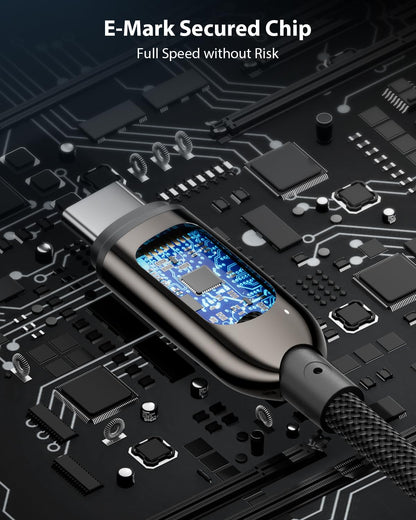 SOOPII 240W USB C to USB C Cable Fast Charge, Nylon Braided Cable with LED Display for lPhone 17/17 Pro/17 Plus/17 Pro Max,lPad Air,MacBook Pro,Galaxy S25/S24, Pixel, LG (Black, 1.2M 2Pack- 240W)