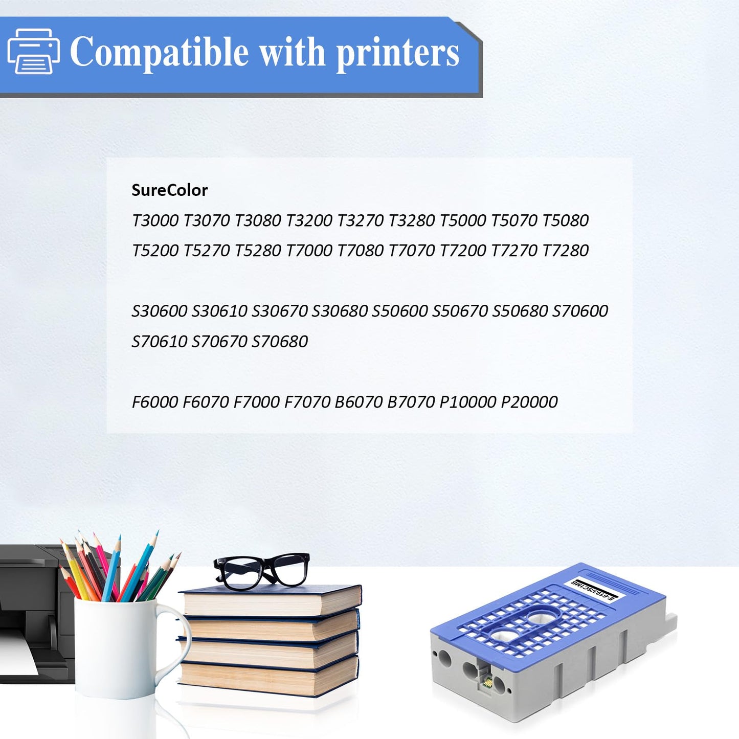 T6193 Ink Maintenance Tank Compatible with T6193 T619300 Suit for T3000 T7000 T3070 T7070 T3200 T5200 T7200 T5270 T7270 Large Format Printers（1-Pack）