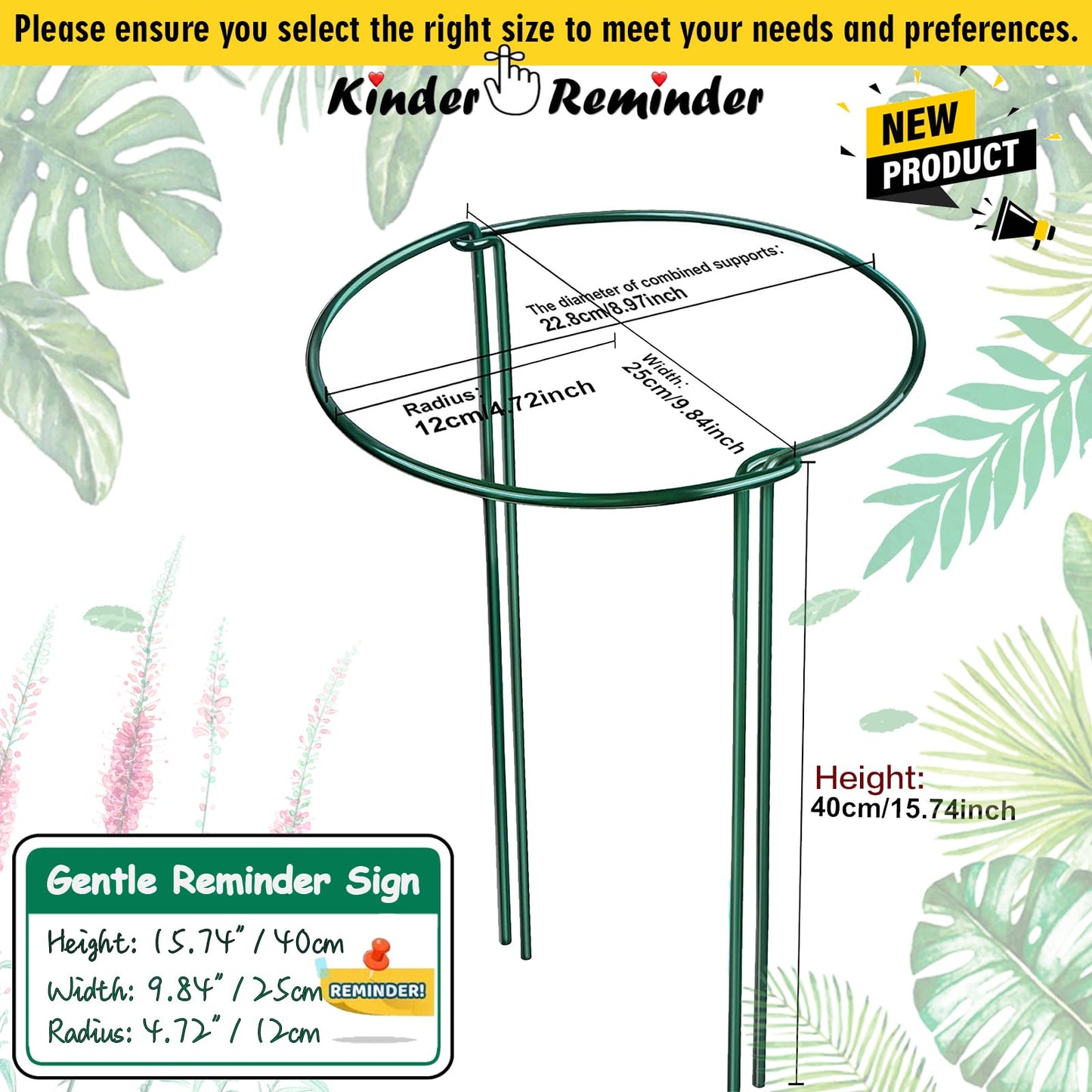 8 Pack Snake Plant Support Stakes Sets - Half Round Peony Cage and Support, Hydrangea Support Ring for Indoor and Outdoor Potted Plants, Such as Peonies, Tomatoes, Roses, Flowers