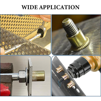 Vifmy SAE Rivet Nut Assortment Kit(240Pcs),#6-32#8-32#10-24 1/4"-20 5/16"-18 3/8"-16 UNC Rivnut Threaded Insert Nut Set,Zinc Plated Finish Carbon Steel Nutsert