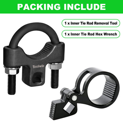 Toolwiz Inner Tie Rod Removal Tool Kit, 3/8'' Universal Low Profile Tool and Inner Tie Rod Hex Wrench Repair Remover 27-42mm End Accessory for 1/2" Square Drive, 2pcs for Most Cars Repair