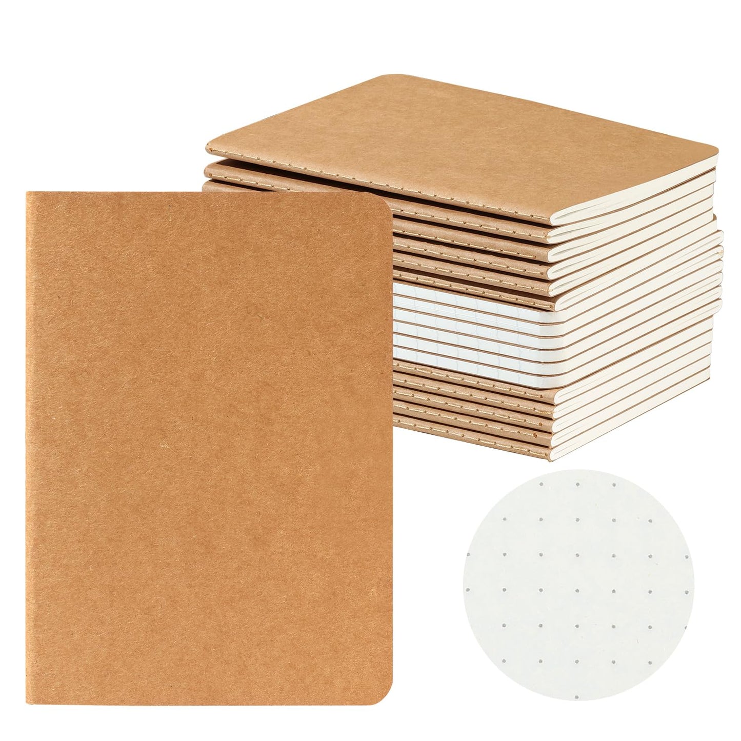 18 Pack A6 Notebooks, 100GSM, Bullet Dotted Journal, Notepad, Pocket Notebook, HOMEMARS Notepads, 10x14cm, 60 Pages, for Students, Writing, Classroom, Travel, Business, Dotted,Thick Paper