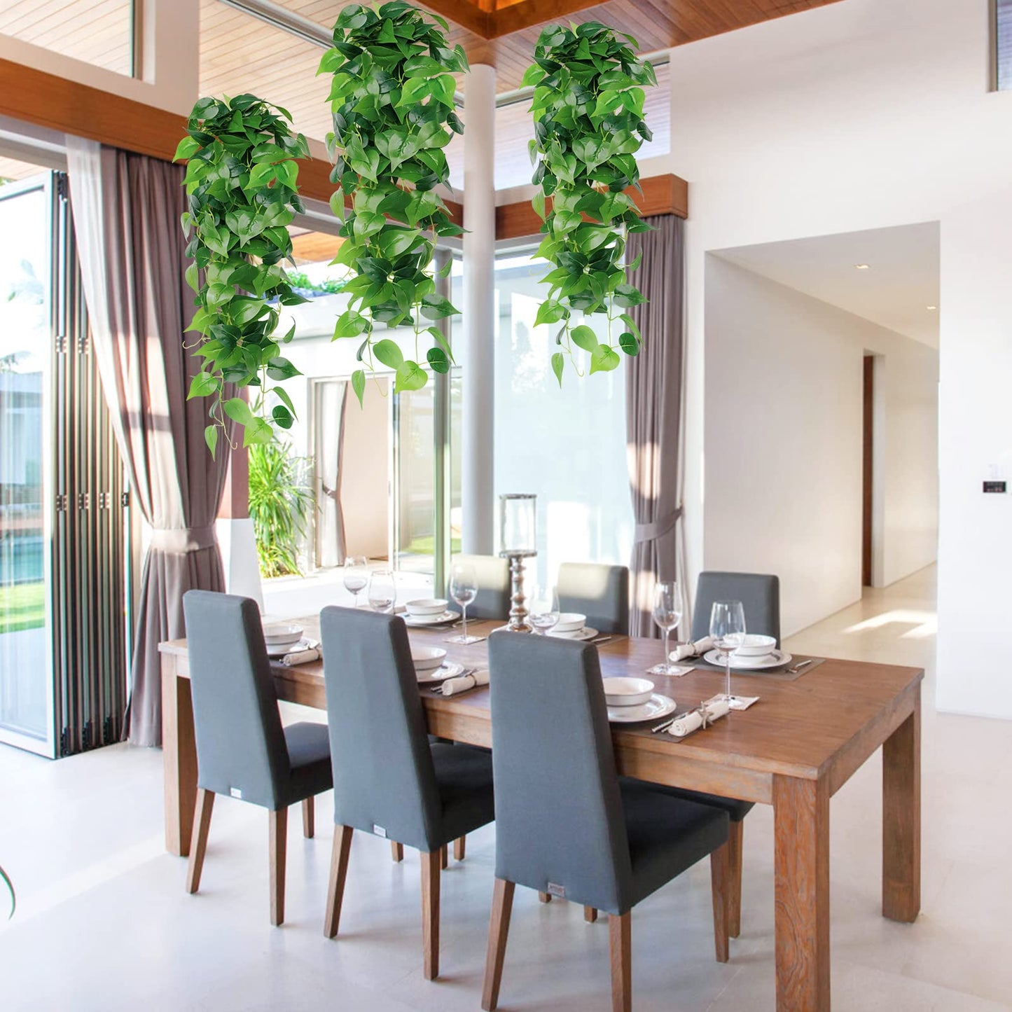 SOMYTING 2Pcs Artificial Hanging Plants 3.6ft Fake Ivy Vines Scindapsus Leaves Vine Greenery Hanging Plants for Home Garden Wedding Party Indoor Outdoor Wall Decorations (Scindapsus Leaves)