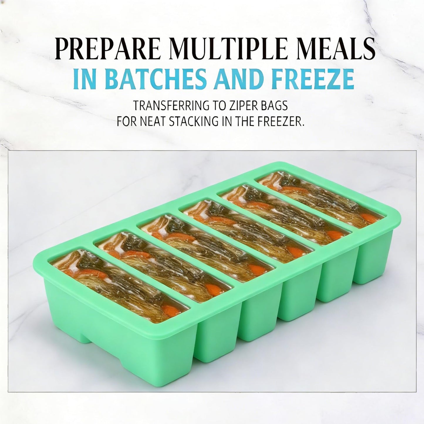 Silicone Freezer Trays with Lids 2-Pack - 1/2 Cup Meal Prep Containers,Food Storage Containers for ice Soup/Sauce, Silicone Freezer Molds