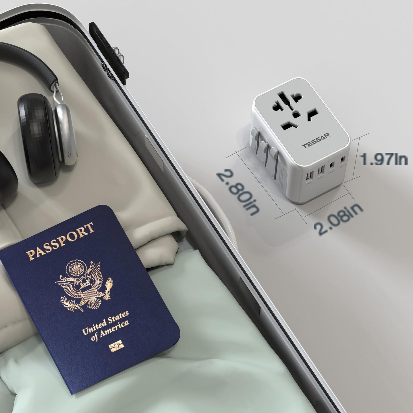 TESSAN Universal Travel Adapter, 6 in 1 International Plug Adapter, Worldwide Power Adaptor with 5 USB Ports (3 USB C), Travel Essentials for Canada to Europe UK Australia France Germany