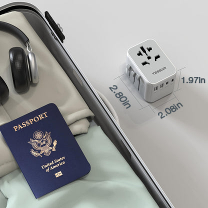 TESSAN Universal Travel Adapter, 6 in 1 International Plug Adapter, Worldwide Power Adaptor with 5 USB Ports (3 USB C), Travel Essentials for Canada to Europe UK Australia France Germany