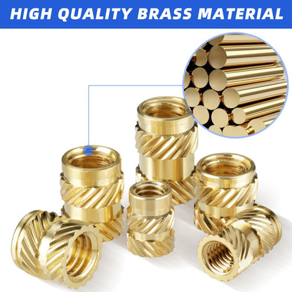 Besitu 360Pcs Threaded Inserts M2 M2.5 M3 M4 M5 M6 Brass Heat Set Insert for Plastic Metric Knurled Nut Inserts Kit for 3D Printing Components Injection Molding