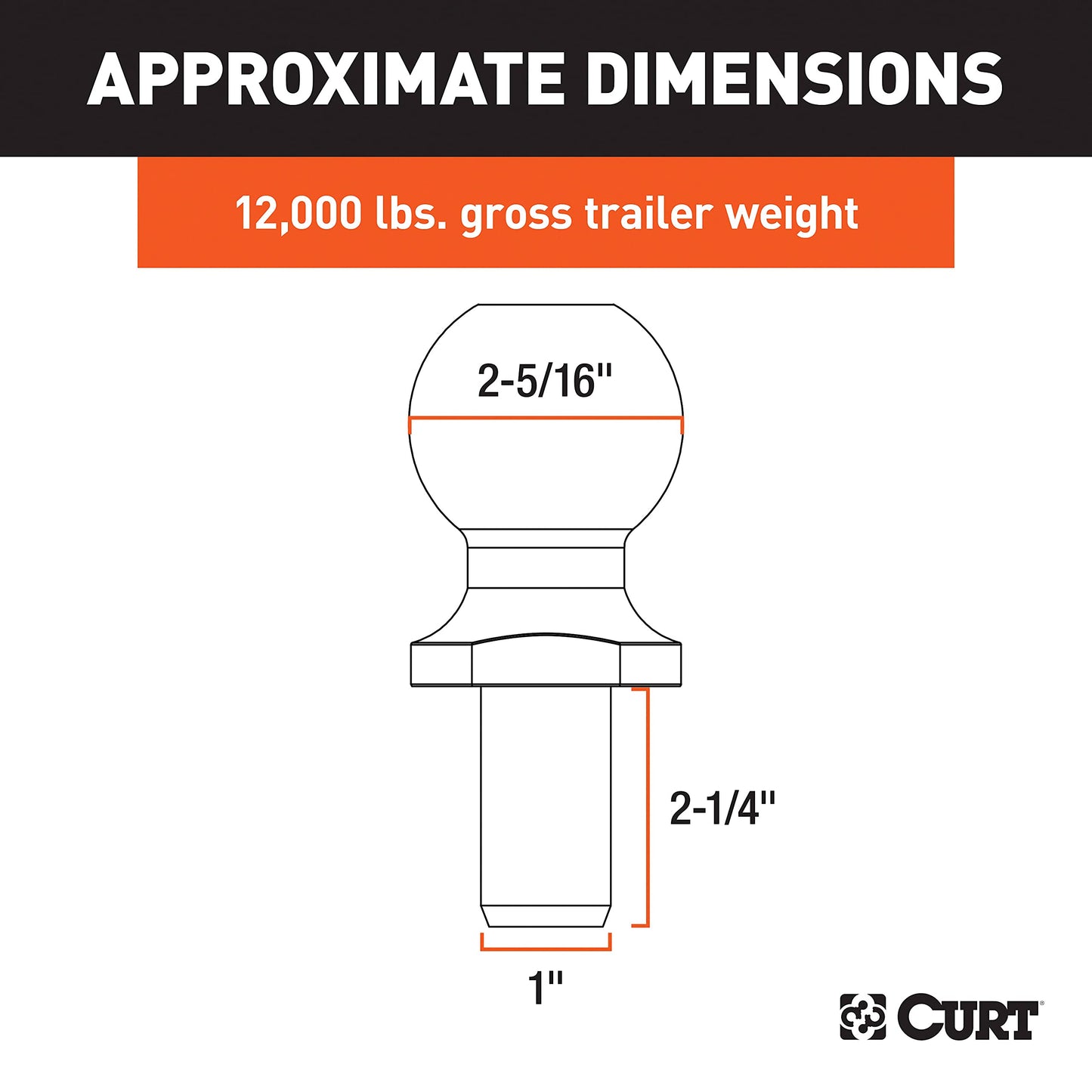 CURT Manufacturing 40039 2-5/16 In. Diameter Chrome Trailer Ball