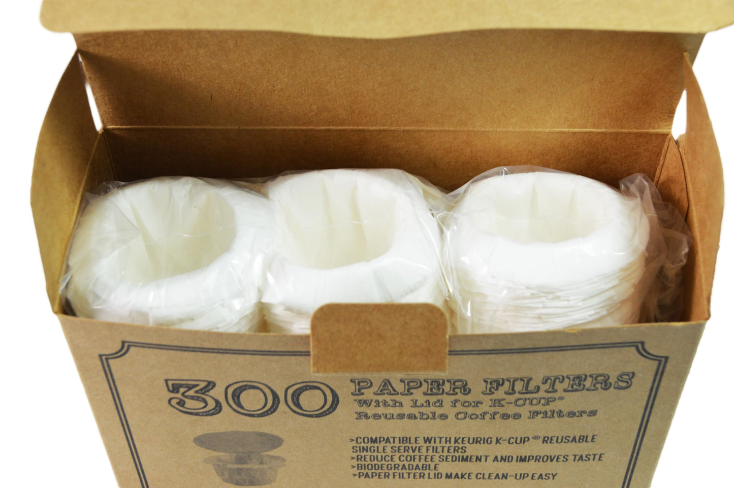canFly Disposable K-Cup Paper Filter with Lid for Keurig Single Cup Coffer Filters Compatible with Ekobrew, EZ-Cup and Other Reusable K-Cup Filters (300 Count)