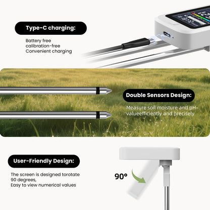 6-in-1 Soil Test Kit for Gardening Deals,2026 Rechargeable Digital pH Meter/Temperature/Sunlight/Fertility/Environmental and Soil Moisture Meter with LCD Display for Indoor/Outdoor Plants