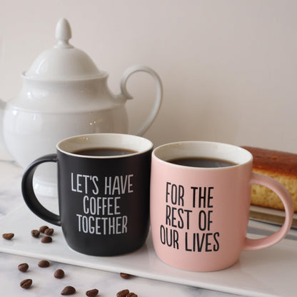 Triple Gifffted Lets Have Coffee Together Coffee Mug Set, Engagement Wedding Gifts for Couple, Bride and Groom Newlywed Bridal Shower, His and Hers, Mr and Mrs, Christmas, Valentine’s, Ceramic 380ML