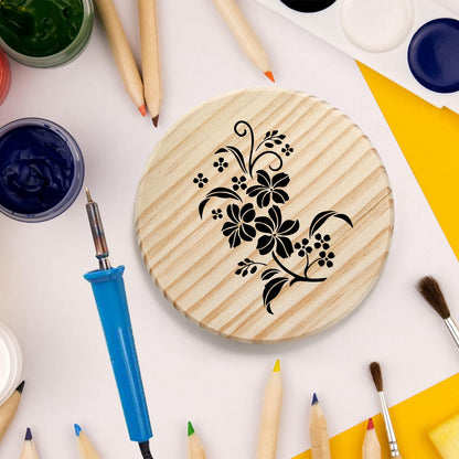 Dicunoy 24 PCS Unfinished Wood Coasters, 4 inch Round Thick Wooden Blank Coasters for Crafts with 96PCS Foam Knots for DIY Mosaic, Coaster, Laser Cutting Engraving, Painted, Pyrography, Arts