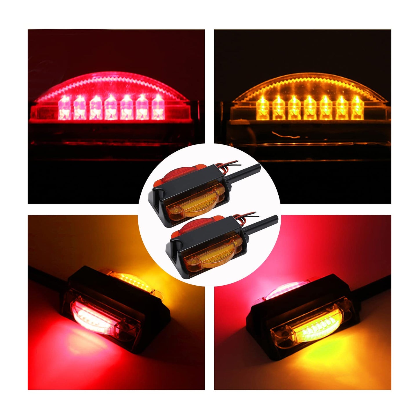 Anxingo 2PCS 4" LED Clearance Trailer Fender Lights Trailer Light Assembly Amber Front Red Back 4 Diodes Right + Left