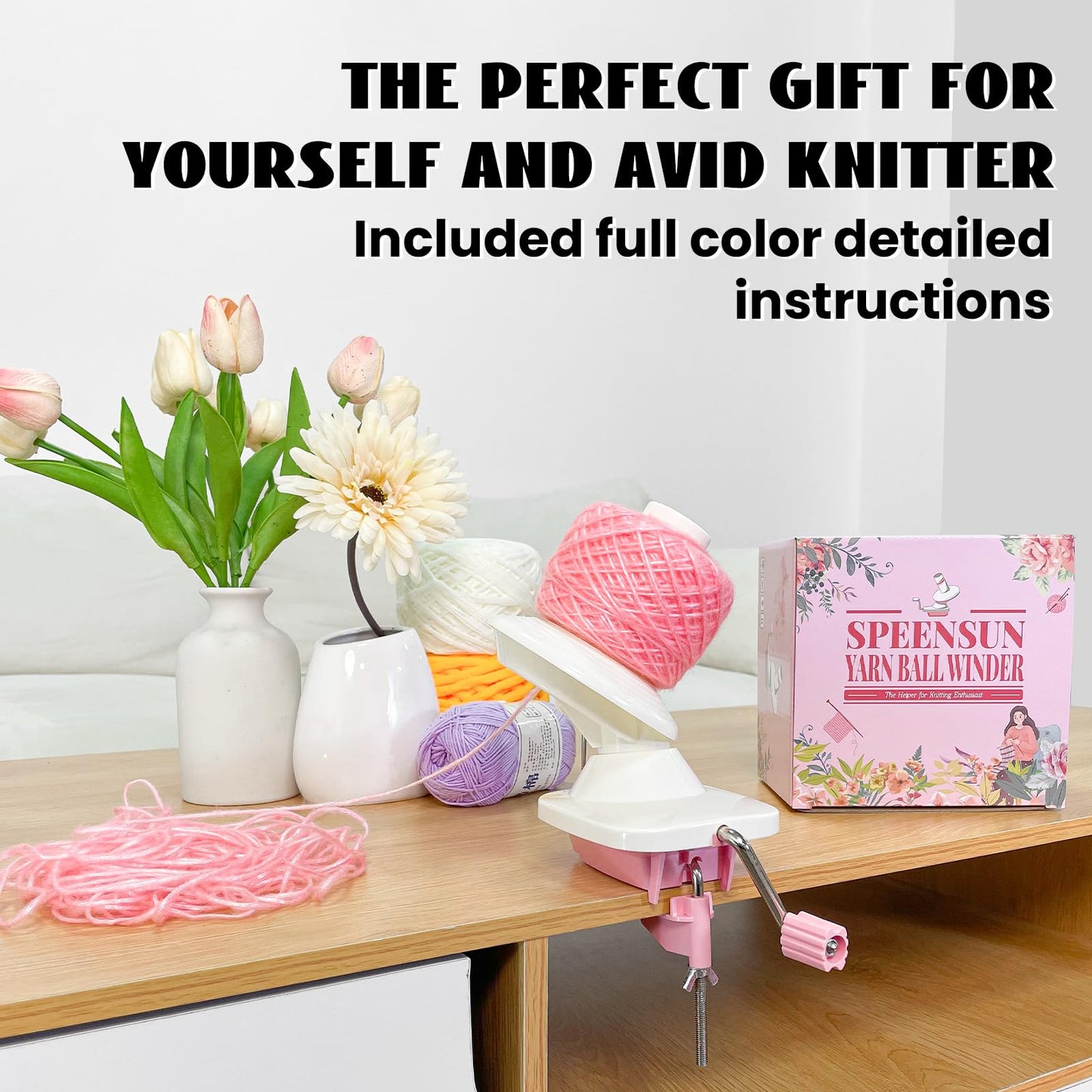 Yarn Winder,Yarn Ball Winder,Efficiently Make Neat Yarn Cake,Easy-to-Install Sturdy ABS Yarn Winder for Crocheting with Lower Noise,The Helper for Knitting Enthusiast.