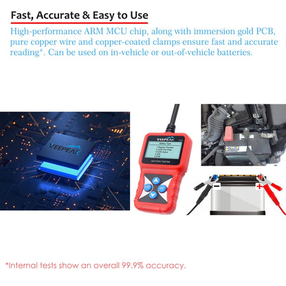 Veepeak 12V Car Battery Tester, Automotive 100-2000 CCA Digital Battery Load Tester Alternator Analyzer Vehicle Charging & Cranking System Testing Tool for Cars, Motorcycles, Boats, ATVs, RVs