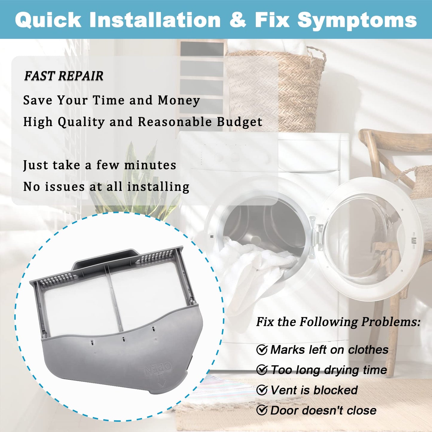 DC97-16742A Dryer Lint Filter Replacement for Samsung Dryer Lint Trap Screen Filter - Replaces 3319952, AP5306681, PS4221839, DC61-03048A, EAP4221839