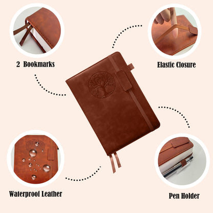 256 Pages Journal Notebook [2 Pack], A5 Leather Notebooks for Work, School, 100GSM College Ruled Journals Lined Pages, VALIDASS Meeting Laboratory Notebook for Women,Men(Black_Brown)