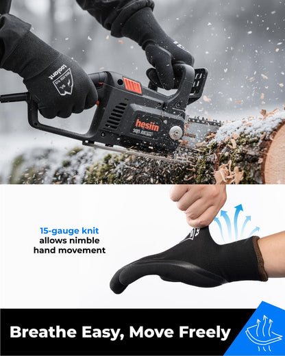 toolant 2 Pairs Winter Work Gloves for Men & Women, Freezer Gloves with Dual-Layer Sandy Latex, Super Durable & Grip, Insulated Liner for Cold Weather, Touchscreen, L, Black