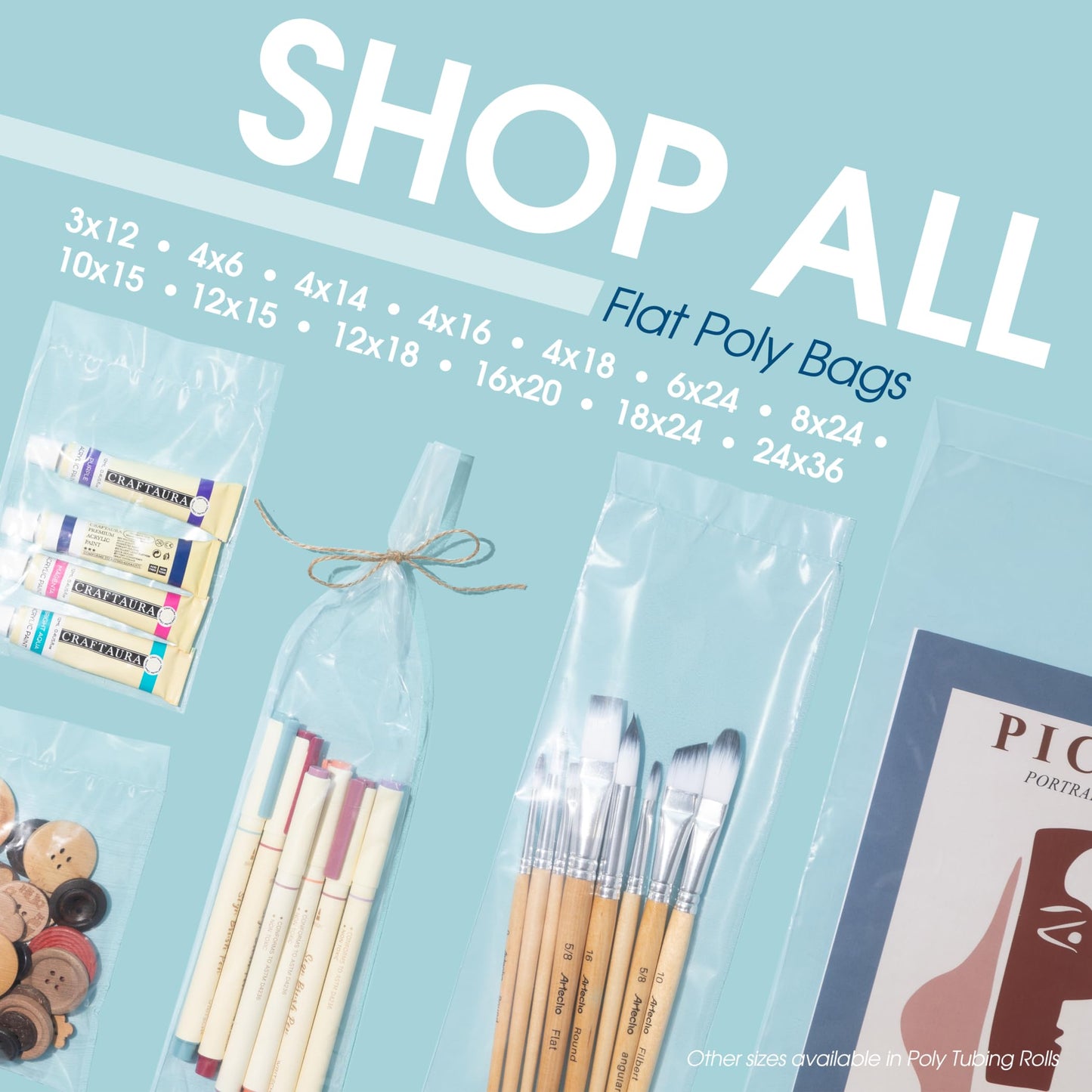 Spartan Industrial - 6” X 24” (100 Count) 2 Mil Heavy Duty Flat Open End Clear Plastic Poly Bags - For Wigs, Popcorn, Posters and More (Bags DO NOT Have Seal & DO NOT Have Prints)