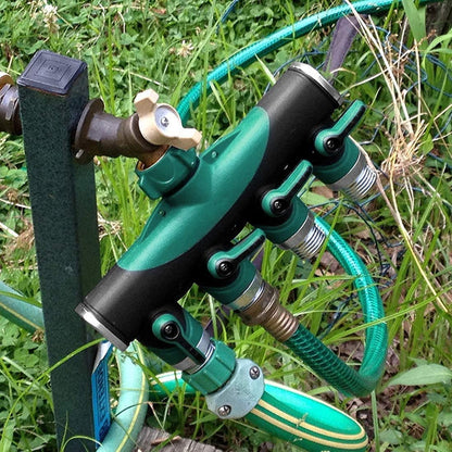 VASLON Hose Spliter 4 Way Garden Hose Splitter Heavy Duty Water Hose Adapter Connector 3/4" Hose Faucet Manifold,Ideal for Lawns,Garden,Drip Irrigation