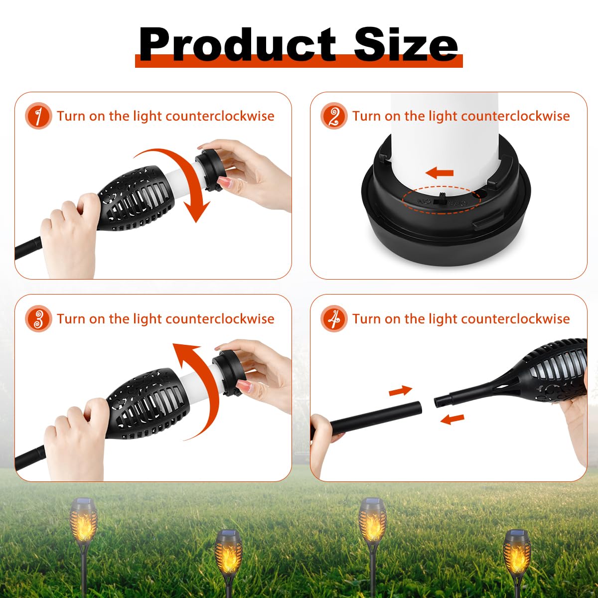 Solar Torch Lights, 6 Pcs Solar Lights Outdoor Waterproof, Auto On/Off Outdoor Solar Lights with Flickering Flame for Garden, Lawn, Patio, Yard, Outdoor Decorations