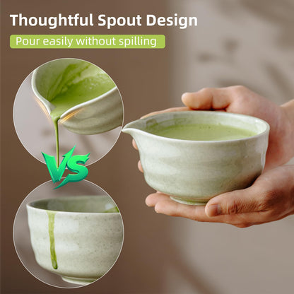 SOOCVWOLF 7 Pcs Matcha Whisk Set, Ceramic Matcha Kit for Tea Ceremony, Matcha Whisk and Bowl, Matcha Tea Set for Making Latte Drinks, Gift for Matcha Lover and Starters(Green)