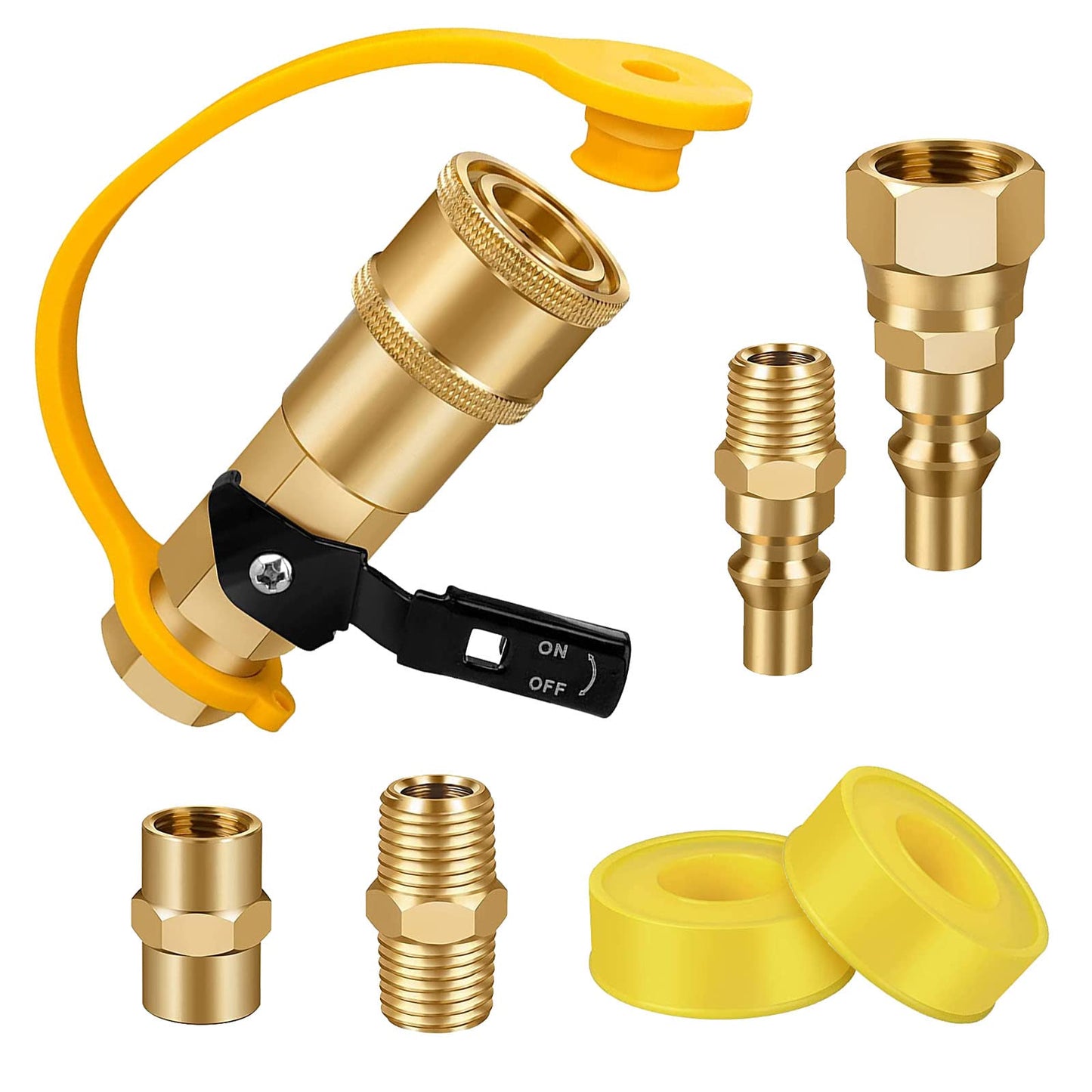 Zreneyfex 1/4" RV Quick Connect Adapter Assembly, Propane RV Quick Connect Fitting Kit for Camping BBQ