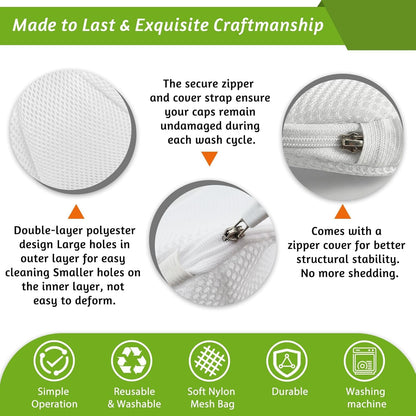 2 Pack Hat Washer Cage Hat Cleaner Hat Washer for Baseball Caps for Washing Machine or Dishwasher for Flat & Curved Hats… White