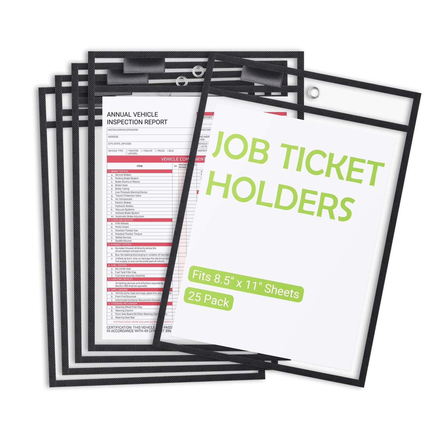 suituts 25 Pack Dry Erase Pockets Sleeves 10x13 Inches Reusable Job Ticket Holders Plastic Pocket Protector Sleeves for Documents, Classroom Teacher Supplies and Shop Tickets (Black)