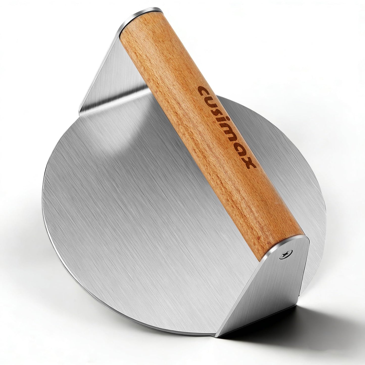 Smash Burger Press, CUSIMAX 5.5" Stainless Steel Burger Smasher, Round Smasher with Wood Handle, Smashburger Press for Griddle, Hamburger, Steak, Meat, Perfect for Flat Top Griddle Grill Cooking
