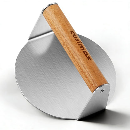 Smash Burger Press, CUSIMAX 5.5" Stainless Steel Burger Smasher, Round Smasher with Wood Handle, Smashburger Press for Griddle, Hamburger, Steak, Meat, Perfect for Flat Top Griddle Grill Cooking