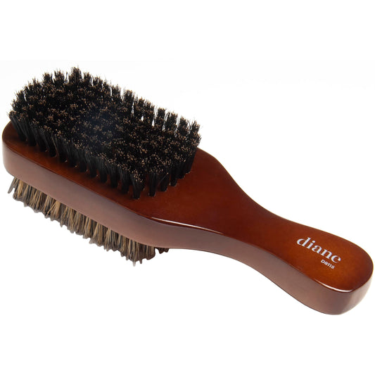 Diane Premium Boar Bristle Brush for Men € Double Sided, Medium and Firm Bristles for Thick Coarse Hair € Use for Smoothing, Wave Styles, Soft on Scalp, Club Handle, D8115