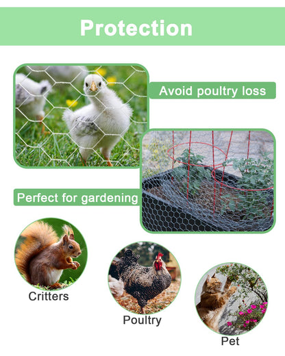 vensovo Black Chicken Wire Mesh - 16.5"×393" Garden Animal Barrier Fence, 1 inch Mesh Fence for Pet,Rabbit,Poultry