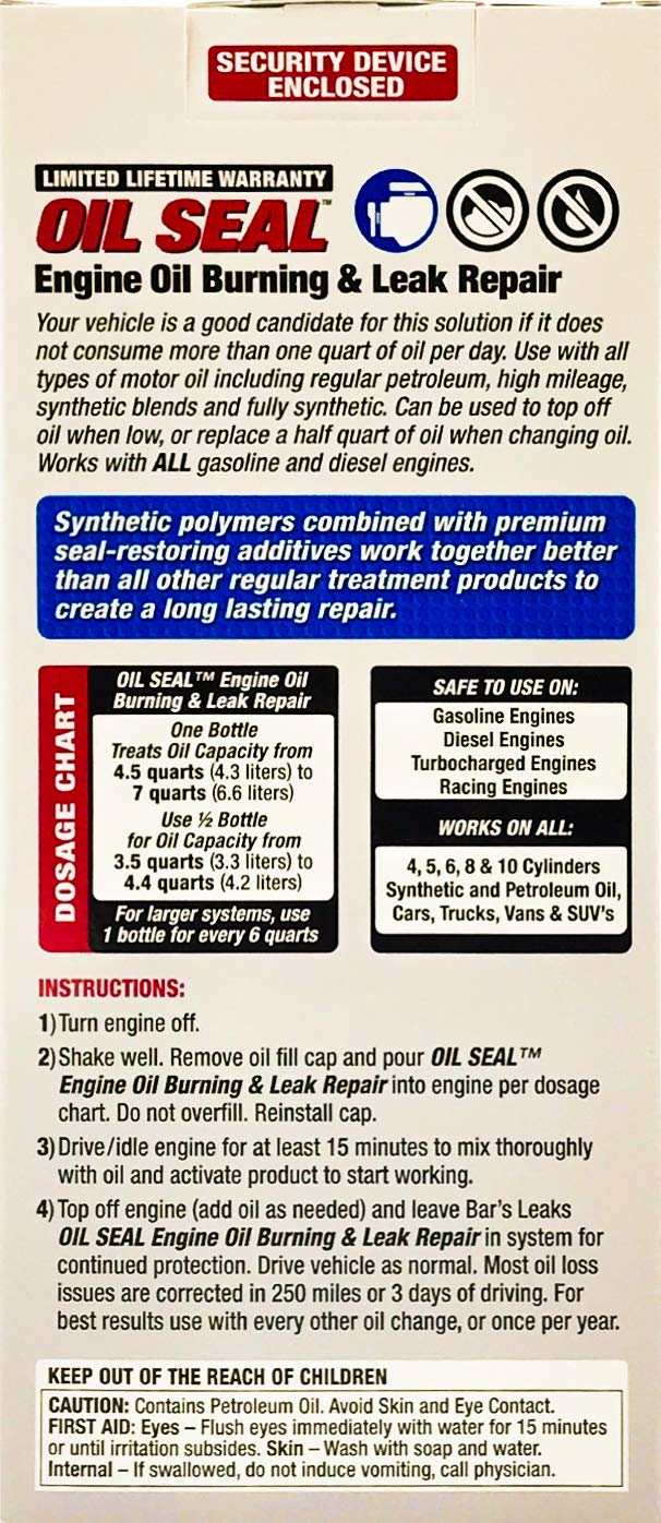 Bar's Leaks OS-1 Seal (Engine Oil Burning/Leak Repair), 16.9 Fluidounces