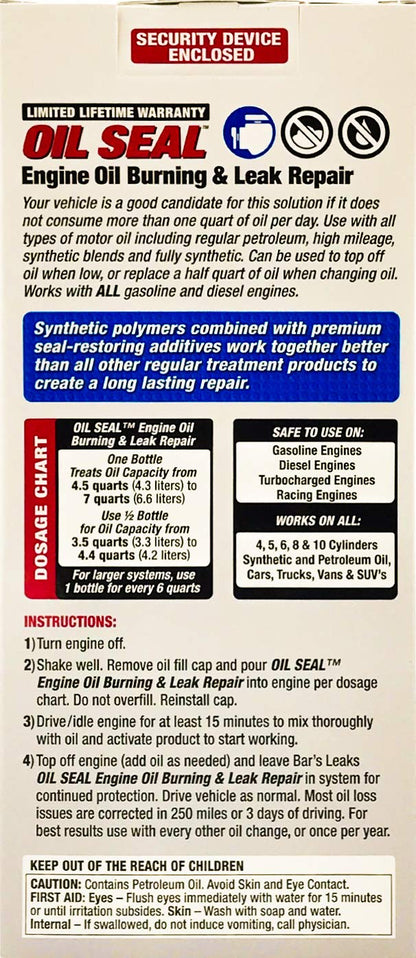 Bar's Leaks OS-1 Seal (Engine Oil Burning/Leak Repair), 16.9 Fluidounces