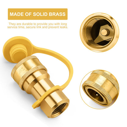 WADEO 1/2 Inch QDD LP Gas Quick Connect Fittings with Male Insert Plug, 1/2 Inch Natural Gas Propane Quick Disconnect Kit, NOT 3/8" Quick Connect Adapter