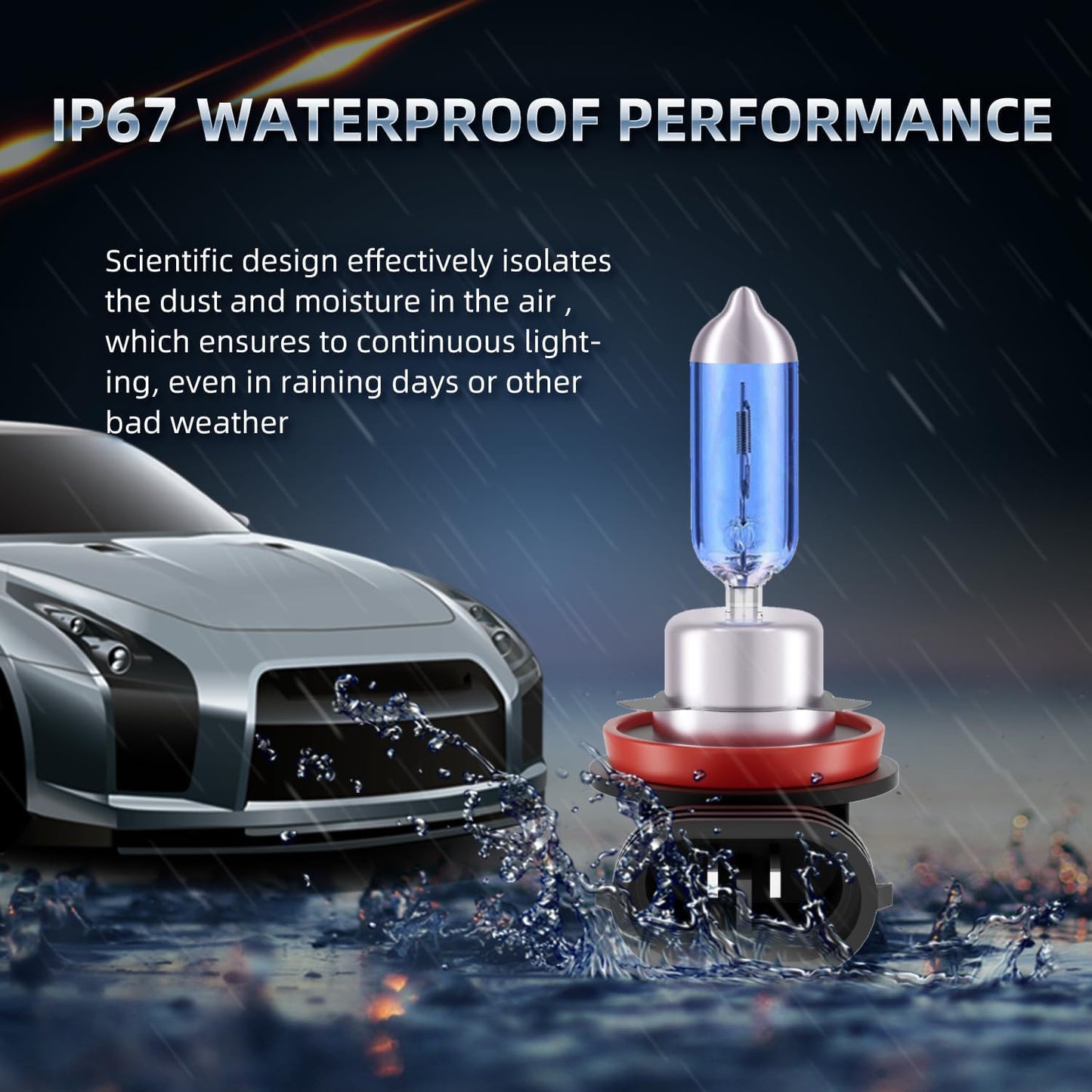 Sinoparcel H11 Halogen Low Beam Headlight or Fog Light Bulb 5000K, Brighter Replacement for Standard 55W Bulb, Pack of 2
