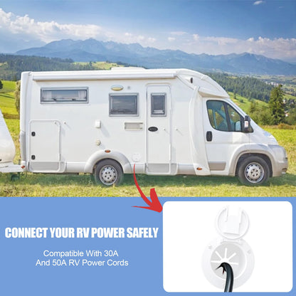 RV Cable Hatch - 2 Packs, 5" Round Electrical Cable Hatch for 30 and 50 Amp Cords, White RV Camper Trailer Power Cord Hatch Electrical Access Door