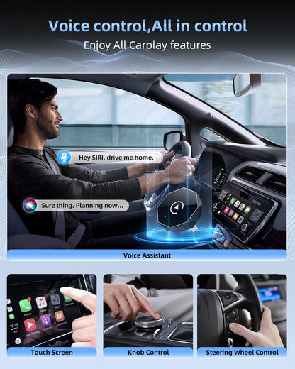 Wireless CarPlay Adapter for iPhone,Mini USB Design,2025 Upgrade with Built-in Wired for Apple CarPlay Plug and Play Fast Stable Connection Car Play for iPhone12 Above (ZS01)