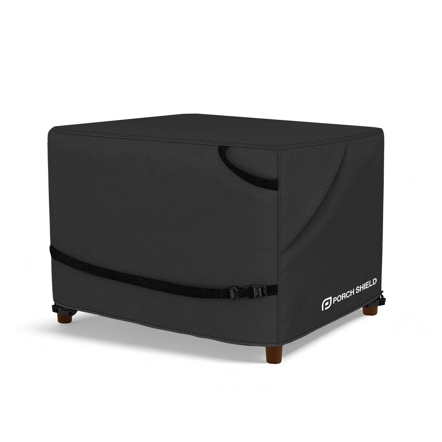 Porch Shield Patio Ottoman Cover - Waterproof Outdoor Rectangular Side Table Covers – 28L x 24W x 18H inch, Black