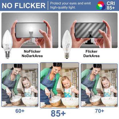 E12 LED Chandelier Light Bulbs 50 Watt Equivalent, Daylight 5000K Candelabra Bulb 560LM, Candle Bulb Small Base Ceiling Fan Bulb B11 Type for Chandelier, Non-Dimmable (12 Pack)