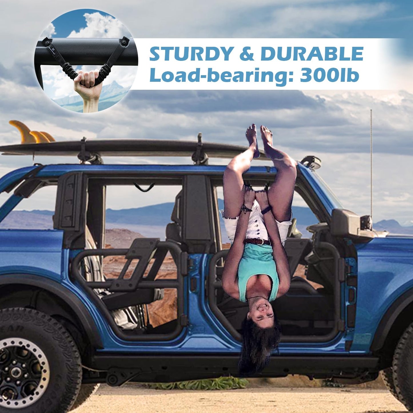 SEVEN SPARTA 4 Pack Roll Bar Grab Handles Compatible With Ford Bronco 2021-2024 2/4 Door, Paracord Grip Handle, Interior Accessories (Not Compatible With Bronco Sport)