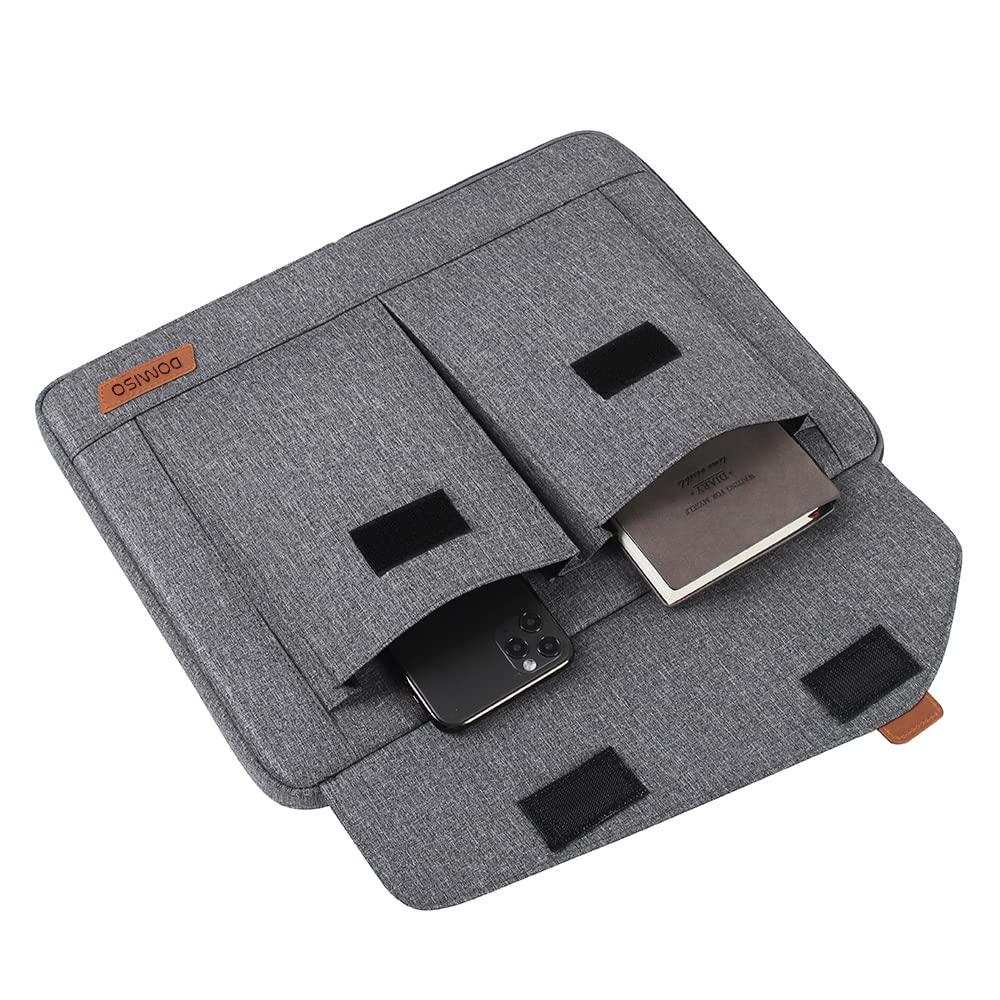 DOMISO 15-15.6 Inch Laptop Sleeve Bag Water Resistant Briefcase Messenger Shoulder Bag for ThinkPad L580/16" MacBook Pro/IdeaPad 320/Dell XPS 15/HP Envy x360/ASUS ROG Zephyrus/Acer Chromebook,Grey