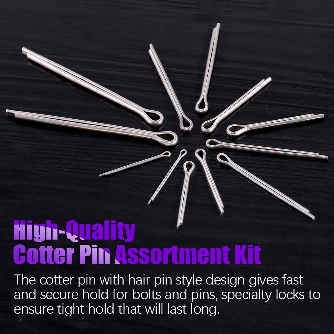 Swpeet 340Pcs 304 Stainless Steel Cotter Pin Clip Key Fastener Fitting Assortment Kit Perfect for Automotive Mechanics Small Engine Repair