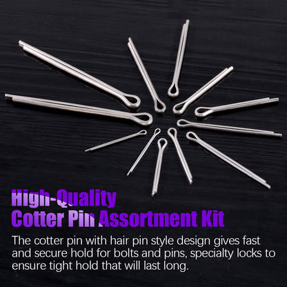 Swpeet 340Pcs 304 Stainless Steel Cotter Pin Clip Key Fastener Fitting Assortment Kit Perfect for Automotive Mechanics Small Engine Repair