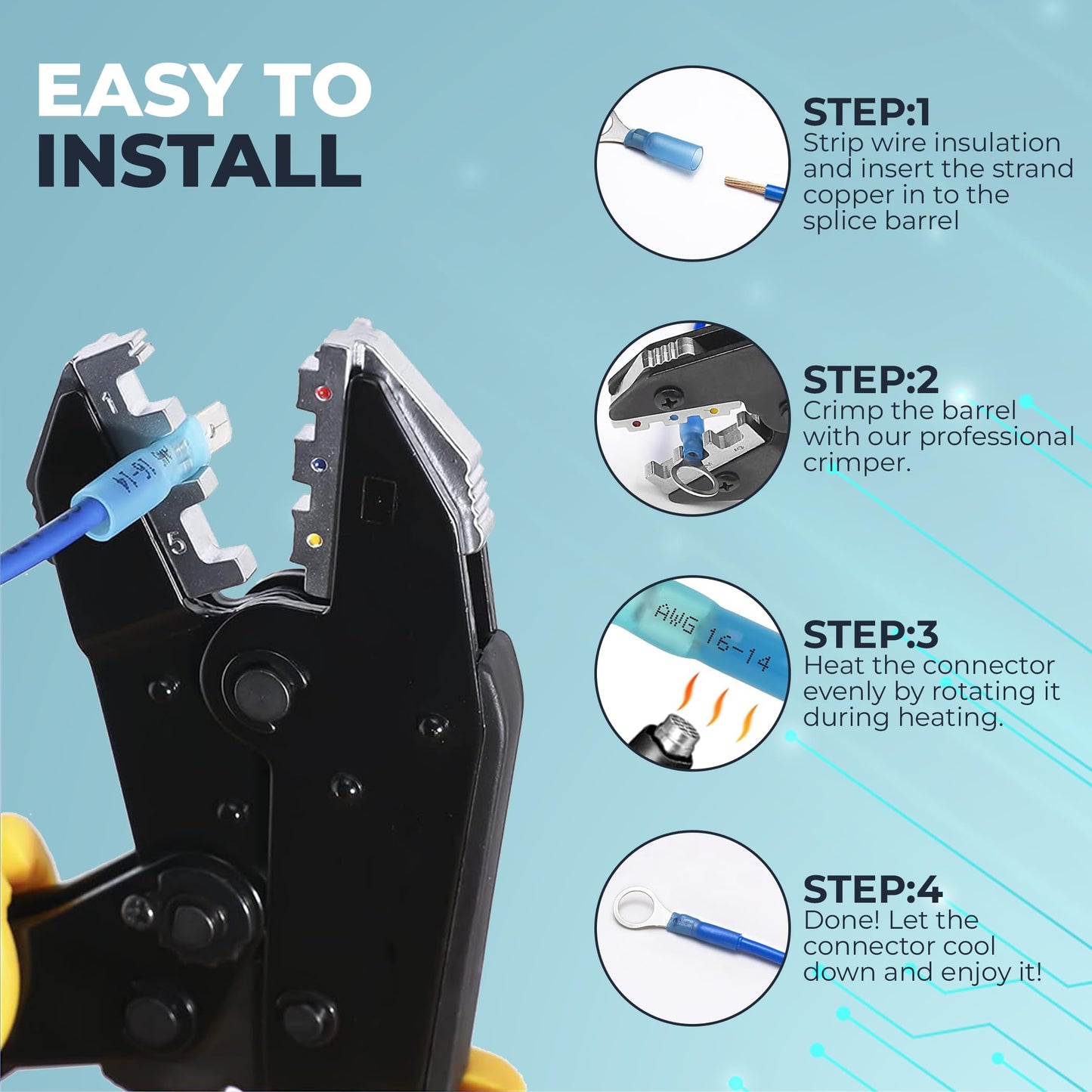 302 Pcs Electrical Crimp Wire Terminal Connectors Kit, Heat Shrink Connectors, Waterproof, Perfect for Marine, Automotive - Ring, Fork, Quick Connect & Disconnect, Spade Terminals, AWG 22-10 Gauge